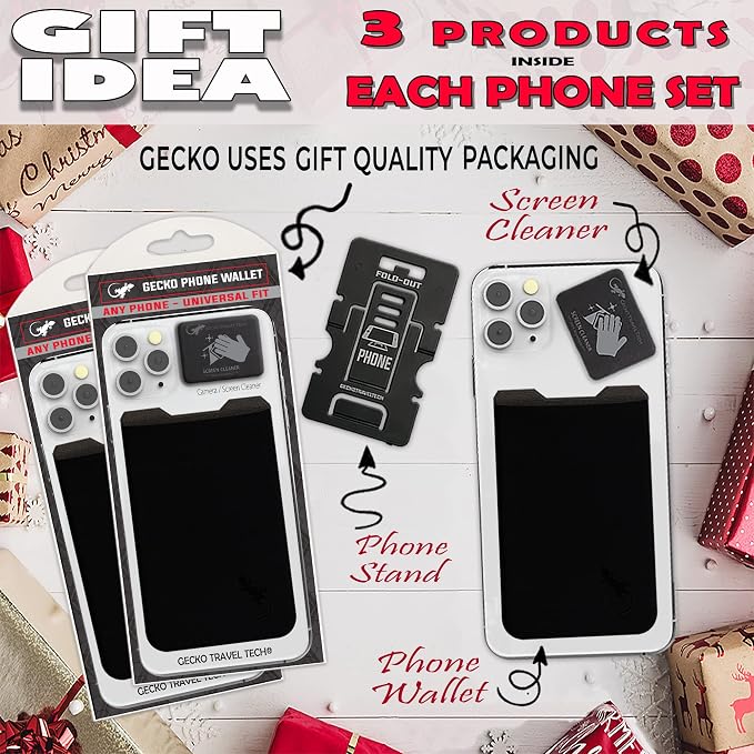 Phone Wallet - Adhesive Card Holder - Cell Phone Pouch - Stick on Lycra Pocket by Gecko - Carry Credit Cards and Cash - Image 3