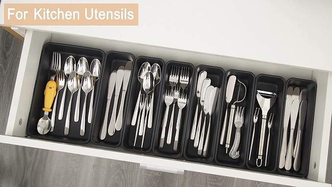 Kutesna 15PCS Interlocking Drawer Organizer, Plastic Desk Organizers Set | 3-Size Versatile Storage Bins,BPA-free, Non-slip, Fits Any Drawer for Cosmetics, Bathroom, Tools, Kitchen and Office - Image 5