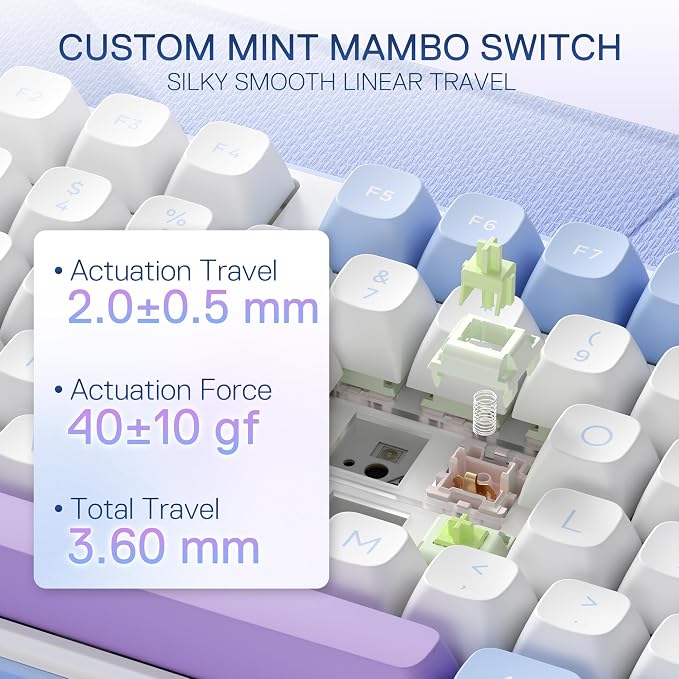 Redragon K707 PRO 80% Wireless Gasket RGB Gaming Keyboard, 3-Modes 87 Keys TKL Mechanical Keyboard w/Hot-Swap Socket, PBT Round Keycaps & 5-Layer Noise Dampening, Custom Linear Switch - Image 5
