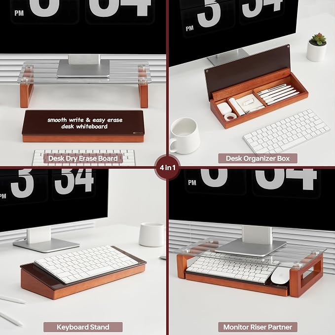 Desk Whiteboard with Wooden Organizer Box for Office Supplies Storage, Desktop Dry Erase White Board with Drawer for Stationary, Marker & Eraser Included, Yeoux - Image 3
