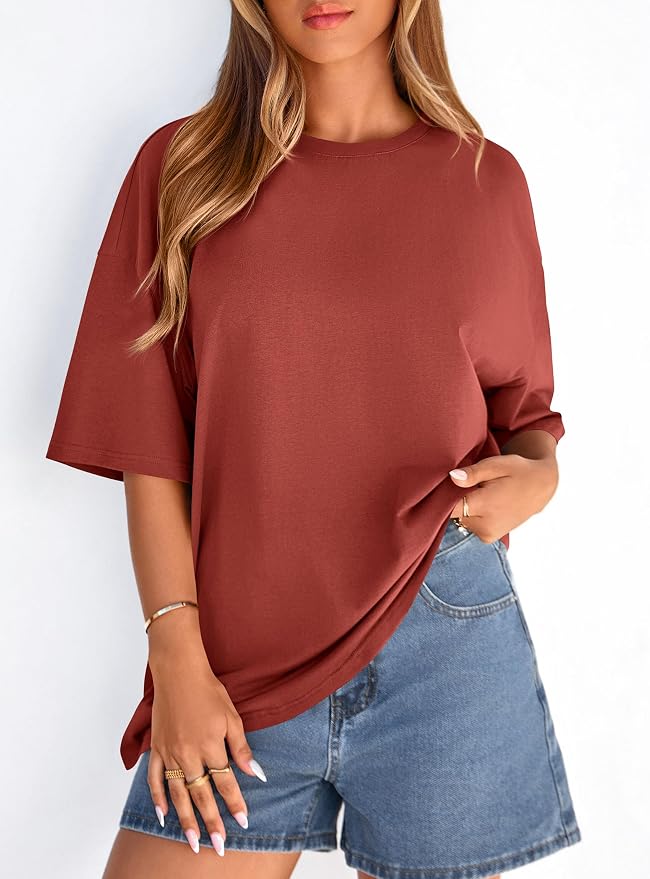 PRETTYGARDEN Womens 2026 Spring Going Out Tops Casual Short Sleeve Crewneck Loose Fit Basic Oversized T Shirts Summer Outfits - Image 4