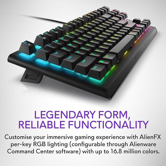 Alienware Wired Gaming Keyboard AW420K, Linear Mechanical, TKL | USB-C, Detachable Cable, Adjustable Height, RGB Per-Key, Dark Side of the Moon, 2-Year Warranty - Image 6