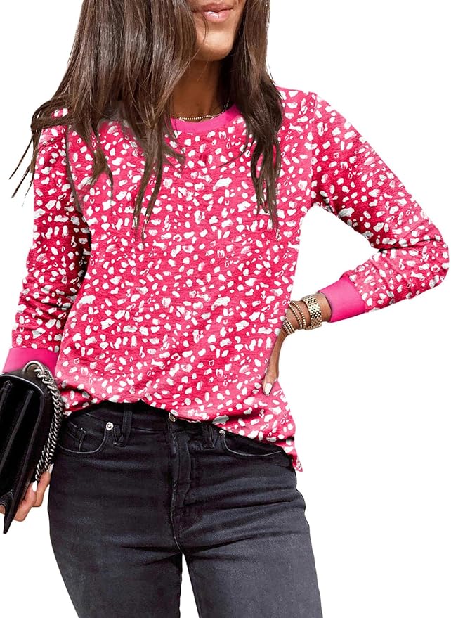 EVALESS Womens Crewneck Long Sleeve Tops Casual Polka Dots Tops Fall 2026 Tshirts Shirts by EVALESS