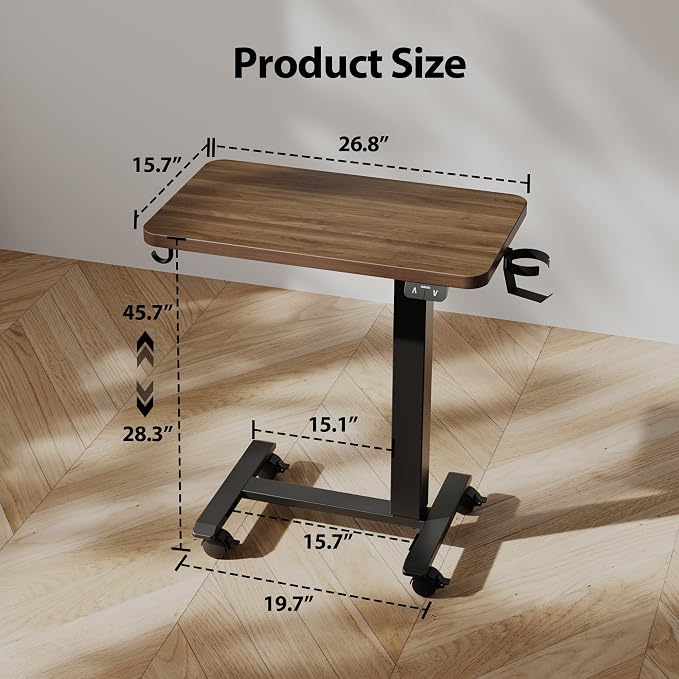 Agilestic 26*16 Inch Height Adjustable Electric Standing Desk, Dark Walnut | Sit Stand Up Computer Desk, with Wheels, Memory Presets, Stable Steel Frame, 88 lbs, Easy Assembly, Home Office, Studying - Image 2
