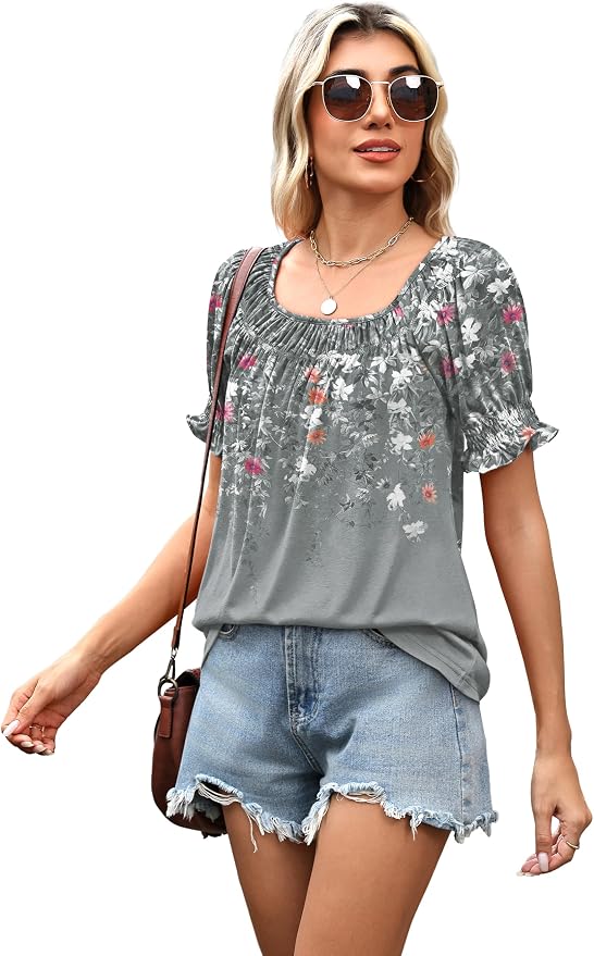 WIHOLL Womens Short Sleeve Square Neck Summer Tops Dressy Casual Blouses Trendy Clothes 2026 - Image 4