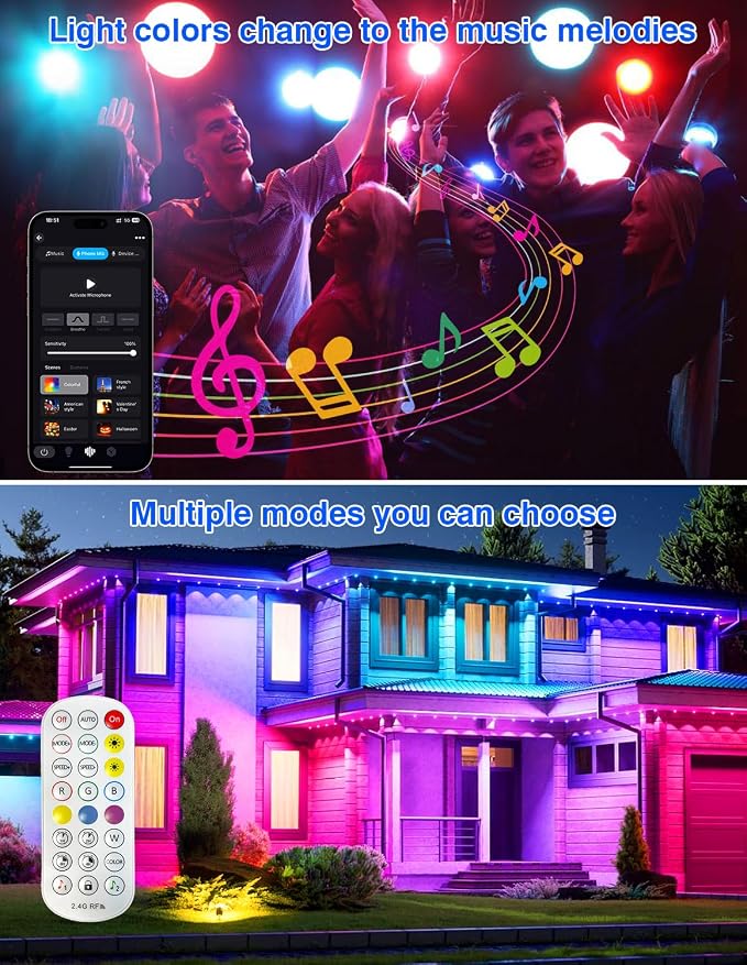 Spot Lights Outdoor, Smart RGBW LED Color Changing Landscape Lights with APP and Remote Control, Music Mode, DIY Scenes, Timing, IP65 Waterproof Spotlights Plug in for Yard Garden, 2 Pack - Image 8