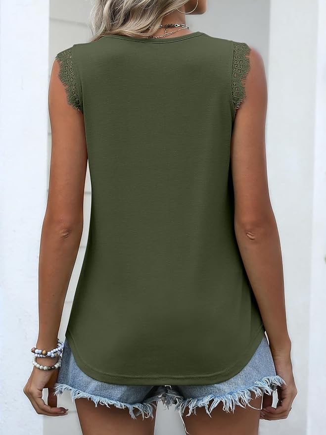ANRABESS Womens Lace Trim Tank Tops V Neck Sleeveless Shirts 2026 Summer Casual Trendy Dressy Cami Top - Image 5