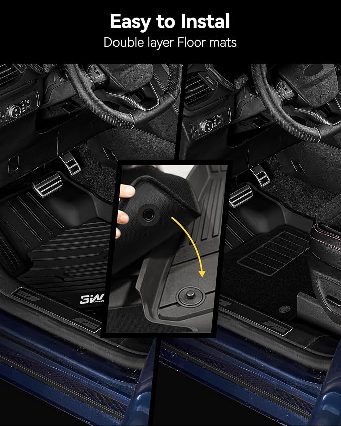 3W Floor Mats & Carpets (1st and 2nd Rows) Fit for Ford Bronco Sport 2021-2025 All Weather TPE Car Accessories Custom Fit Full Set Ford Bronco Sport Car Mats (Not for Bronco & Rubberized Floor) - Image 6
