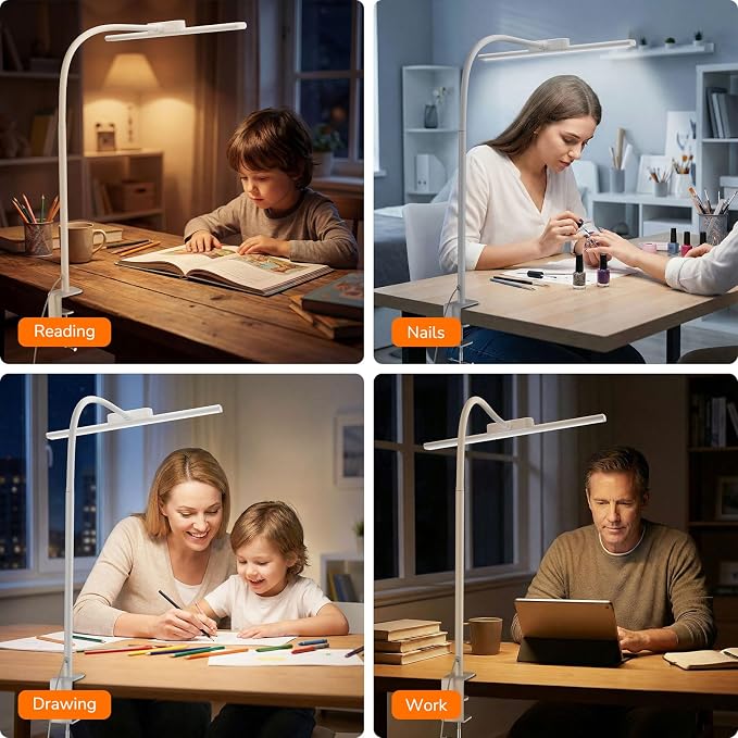 Lepro Desk Lamp with Clamp, Led Clip on Desk Lights for Home Office, White | 11W 750LM Eye Caring Task Light, 25 Lighting Modes, Flexible Gooseneck, Architect Lamp for Monitor, Workbench, Draft, Crafts - Image 7