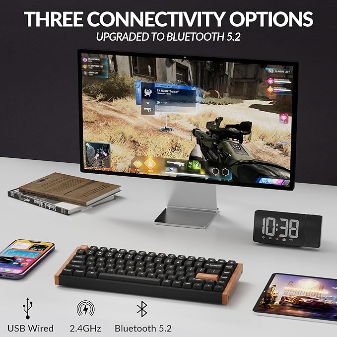 Keychron K2 HE Rapid Trigger Wireless Magnetic Custom Keyboard | QMK Launcher 2.4 GHz & Bluetooth, Hall Effect Gateron Double-Rail Magnetic Switch for Mac Windows Linux (Aluminum + Wood) - Image 2