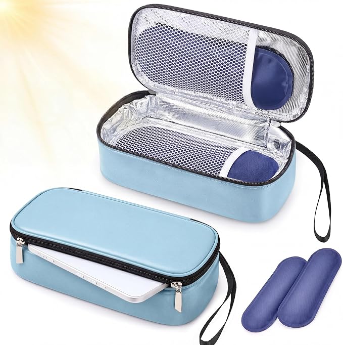 Phone Cooler Bag for Beach, Portable Phone Cooling Pouch with 2 Reusable Ice Packs, Keeps Cool in Extreme Heat for Car Pool Hiking, Extends Battery Life, Fits All Smartphones(Blue,PU) by Unknown