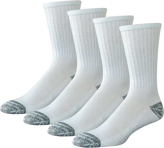Amazon Essentials Men's Cotton Breathable Cushioned Performance Work Crew Socks, 4 Pairs by AmazonEssentials