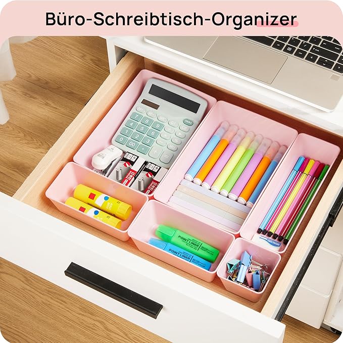 Vtopmart 25 PCS Plastic Drawer Organizers Set, 4-Size Versatile Bathroom and Vanity Drawer Organizer Trays, Storage Bins for Makeup, Bedroom, Kitchen Gadgets Utensils and Office | 4-Size Versatile Makeup Organizer, Storage Containers Small Bins for Mak... - Image 6
