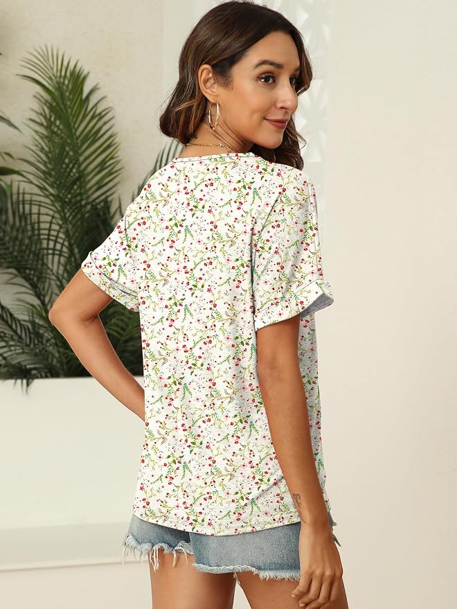 T Shirts Short Sleeve V Neck Tees Womens Tops Beach Vacation Fashion Clothes 2026 Casual Summer Spring Fall Outfits - Image 2