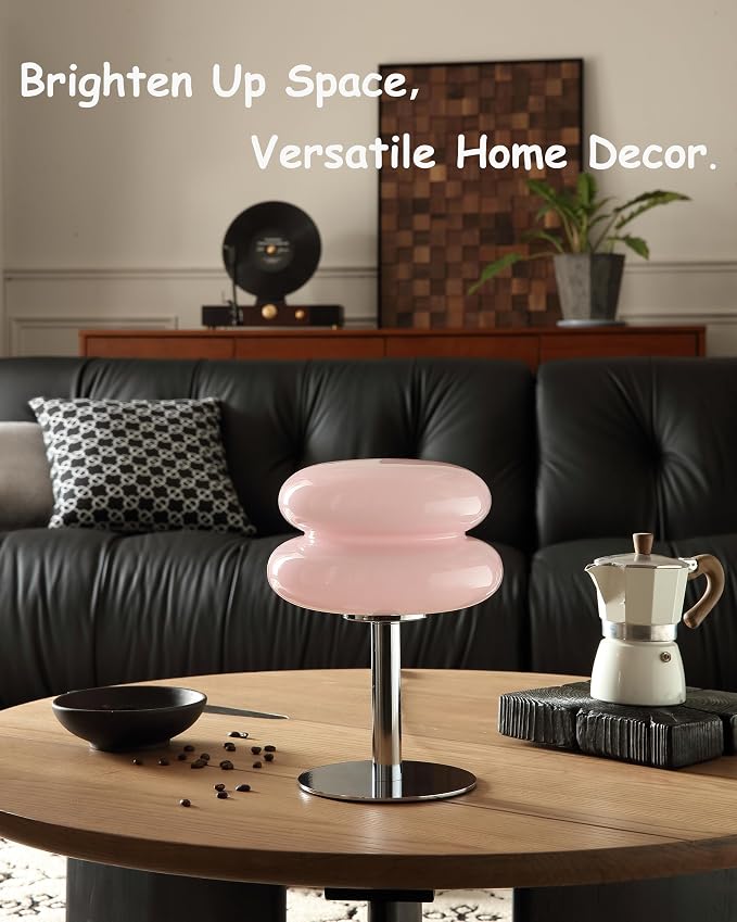 Glivpny Mushroom Lamp Table Lamp for Night Stands,Mid Century Modern Desk Lamps for Bedroom, Vintage Dimmable Bedside Small Cute Lamps, Cool Aesthetic House Warming Gifts New Home Decor (Pink) - Image 5