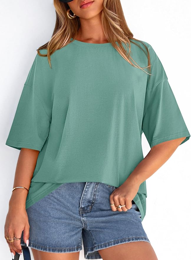 PRETTYGARDEN Womens 2026 Spring Going Out Tops Casual Short Sleeve Crewneck Loose Fit Basic Oversized T Shirts Summer Outfits - Image 2