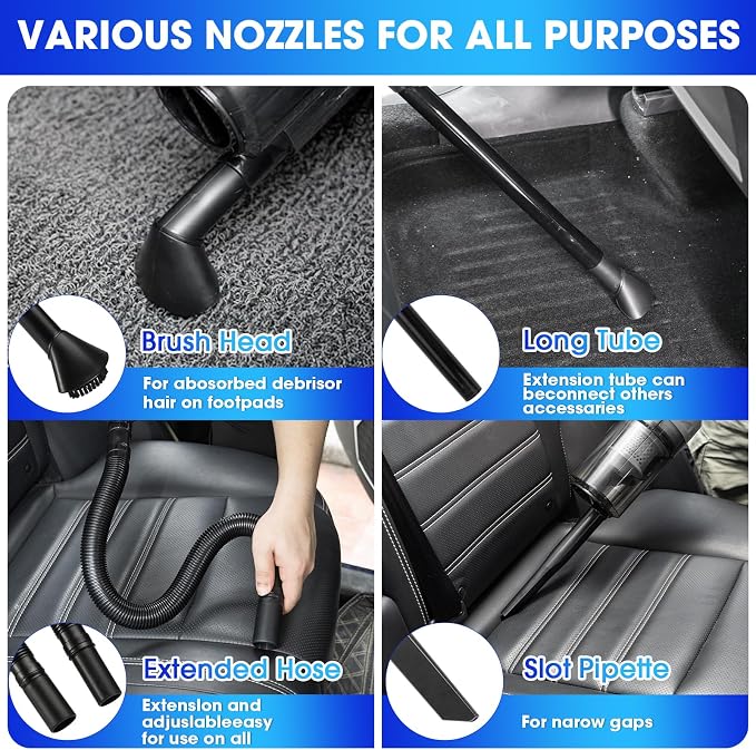 Car Cleaning Kit, 17PCS Car Interior Detailing Kit with Gray High Power Handheld Vacuum, Detailing Brush Set, Windshield Cleaner, Cleaning Gel, Complete Auto Accessories for Men, Women - Image 4