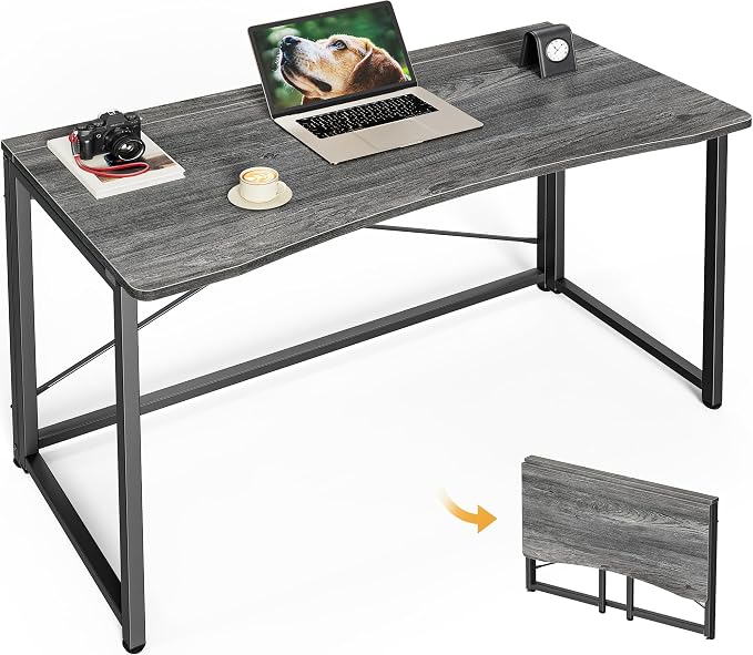 Huuger Folding Desk for Small Spaces, 31.5 Inch Foldable Computer Table, Easy Assembly, for Home Office, Study, Bedroom, Dorm, Space Saving, Small Writing Work Office Computer Desk, Grey by Huuger
