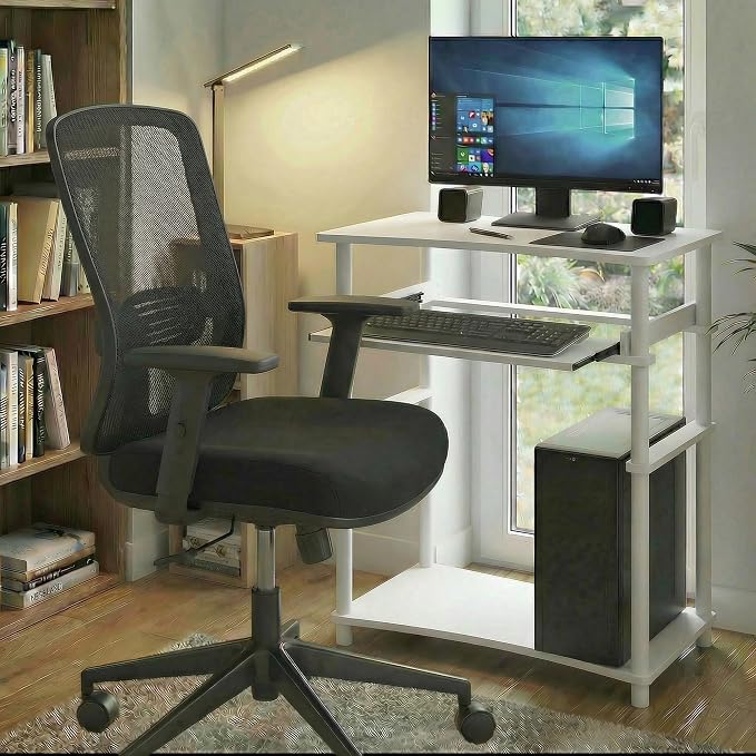 Furinno Home Desk, 23.6 Wide Gaming Desk with Keyboard Tray, Open Shelf Laptop Notebook Computer Desk, Office Desk for Home Office, Study Room, Dorm, Bedroom, White - Image 5