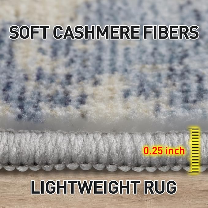 6x9 Area Rugs Washable Rug: Large Modern Abstract Living Room Rug Soft Anti-Skid Thin Carpet Indoor Floor Non-Shedding Carpets for Bedroom Dining Room Farmhouse Nursery Home Office Blue Gold - Image 7