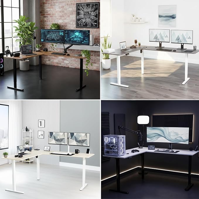VIVO White 63 x 55 in Corner Standing Desk, DESK-E3CTGW | Electric, Reversible L-Shaped Table, Sit Stand, Height Adjustable, Memory Controller, Office Furniture Sets, Gray Frame - Image 7