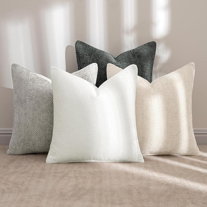 MIULEE Pack of 4 Couch Throw Pillow Covers 20x20 Inch Gray Soft Decorative Chenille Pillow Covers Farmhouse Accent Cushion Covers for Boho Home Decor Sofa Bedroom Living Room - Image 2
