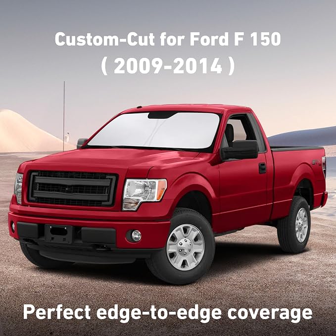 EcoNour Windshield Sunshade Compatible for Ford F150 2009-2012 2013 2014, Sun Visor for Front Windshield & Window Sun Shade Cover, UV Heat Blocker & Protector, Car Accessories - Image 2