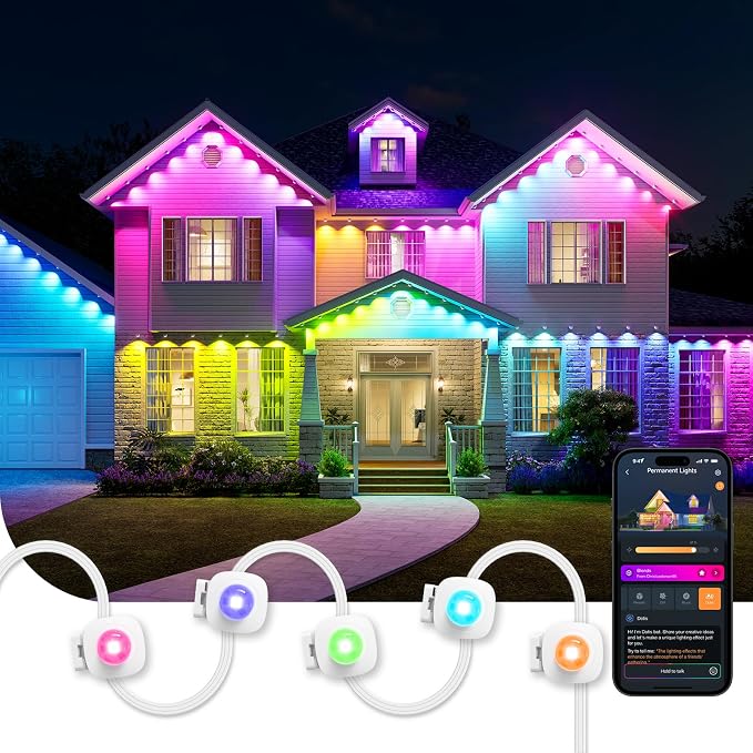 Linkind Permanent Outdoor Lights HP5, 100ft Smart AI RGBTW LED Outdoor Lights for Eave, 85 Scenes Modes, IP67 Waterproof, Works with Alexa,Google Assistant by Linkind