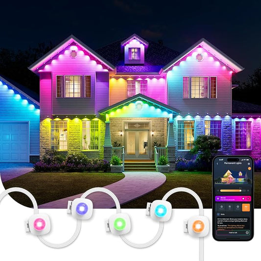 Linkind Permanent Outdoor Lights HP5, 100ft Smart AI RGBTW LED Outdoor Lights for Eave, 85 Scenes Modes, IP67 Waterproof, Works with Alexa,Google Assistant by Linkind