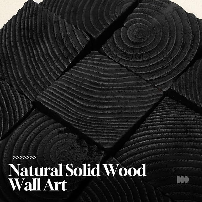 Cuspin Large 3D Wood Textured Wall Art, Black and White Modern Artwork for Walls, Abstract Minimalist Geometric Wooden Wall Decor for Living Room Bedroom Dining Room Hallway Office - Image 6