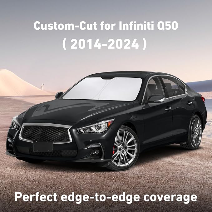 EcoNour Windshield Sunshade Compatible for Infiniti Q50 2014-2022 2023 2024, Sun Visor for Front Windshield & Window Sun Shade Cover, UV Heat Blocker & Protector, Car Accessories - Image 2