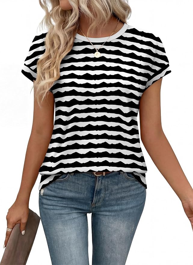 Alaroo Womens Summer Tops Short Sleeve Shirts Crew Neck Tshirt Cute Trendy Tunic Blouses (S-3XL) - Image 2