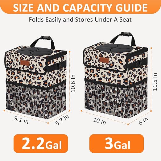 Vankor Cute Car Trash Can, Car Accessories for Women Interior Can Trash Bag Hanging Automotive Garbage Cans Leopard Pattern - Image 7