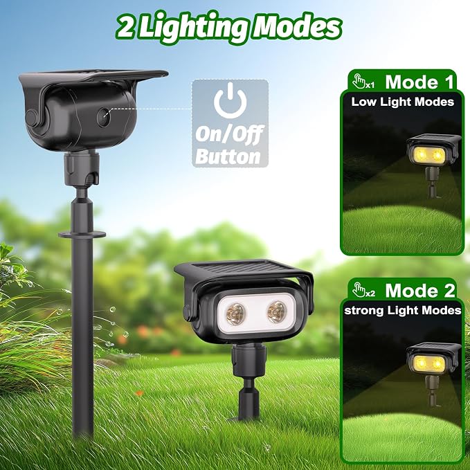 Nreonrick Solar Spot Lights 360° Adjustable Solar Lights Outdoor IP65 Waterproof with 2-in-1 Solar Powered Spotlights for Landscape Lighting for Garden (Warm) - Image 5