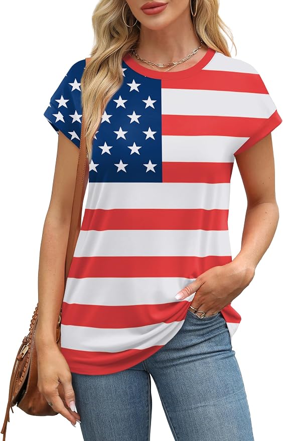 Alaroo Womens Summer Tops Short Sleeve Shirts Crew Neck Tshirt Cute Trendy Tunic Blouses (S-3XL) - Image 2