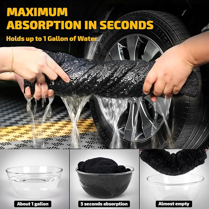 SMINDER 2-Pack 1200 GSM Car Drying Towels – Microfiber Towels for Cars (36" x 24"), Ultra-Absorbent, Streak-Free, Scratch-Free, No Water Spots, Double-Twist Pile & Edgeless Design - Image 3