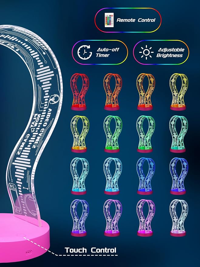 CoolGift Mart Light Up Headphone Stand with 16 Color Lights, Game Pattern Acrylic Headset Stand with 1 USB and 1 Type-C Charging Ports, Gifts for Girls Women Gamers and Music Lovers - Image 4