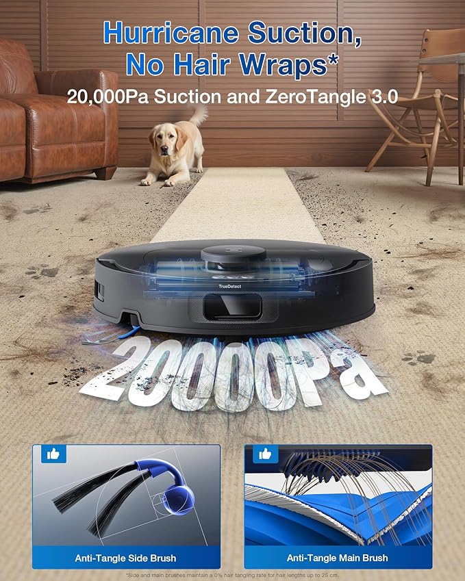 ECOVACS DEEBOT T30e Omni Robot Vacuum and Mop, 25,000Pa Strong Suction, ZeroTangle 3.0 Anti-Tangle for Pet Hair, Self-Empty & Hot Air Drying, Auto Mop Lift, Smart Mapping, for Carpet & Hard Floor - Image 2