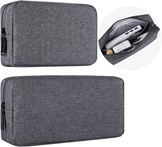Universal Electronics Accessories Carrying Case, 2PCS Big + Small Portable Storage Pouch, Cosmetic Bag, Cable Organizer Compatible Hard Drive, Mouse, Power Bank, Adapter, Cellphone, Space Gray by imComor