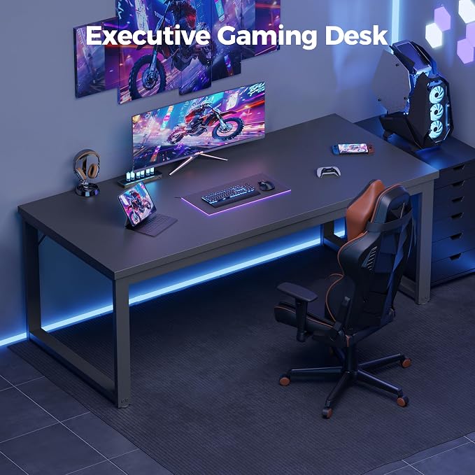 Mericonia 40 Inch Computer Desk, 1.2" Thick Small Office Table, Black | Modern Simple Style, Heavy Duty Industrial Frame, Small Study & Writing Table for Home Bedroom Work - Image 9