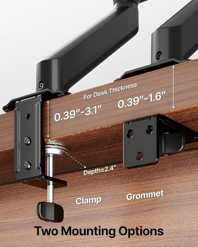 monTEK Single Monitor Arm Mount for 17-32 Inch Screens, Heavy Duty Steel Mechanical Spring Desk Monitor Stand, Full Motion Adjustable Monitor Arm with Clamp & Grommet, VESA 75/100, Holds up to 20lbs - Image 7