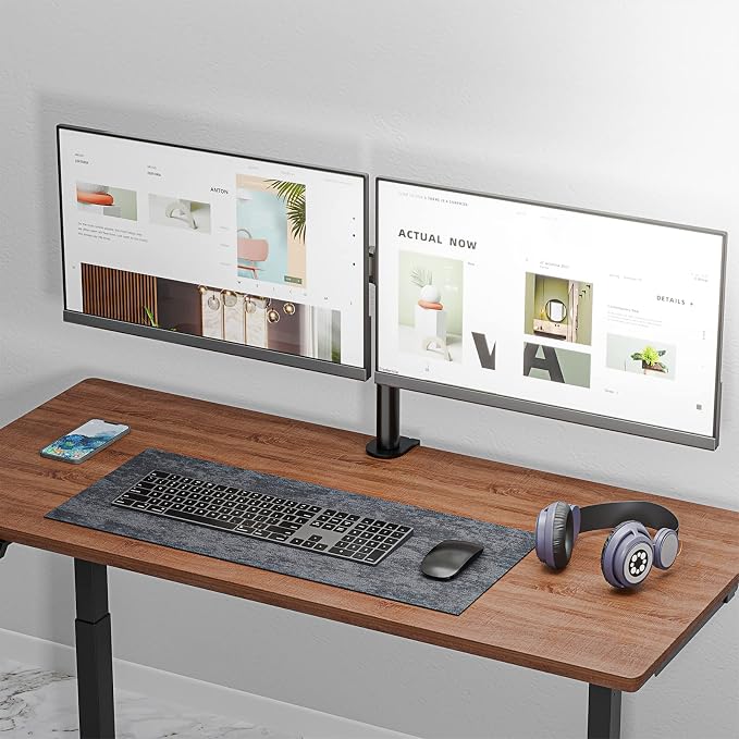 WALI Dual Monitor Stand for Desk, Dual Monitor Mounts for 2 Monitors up to 27 inch, 2 Monitor Desk Mount Holds up to 22 lbs, Height Adjustable Swivel Tilt Rotation, 75x75/100x100mm (M002), Black - Image 8