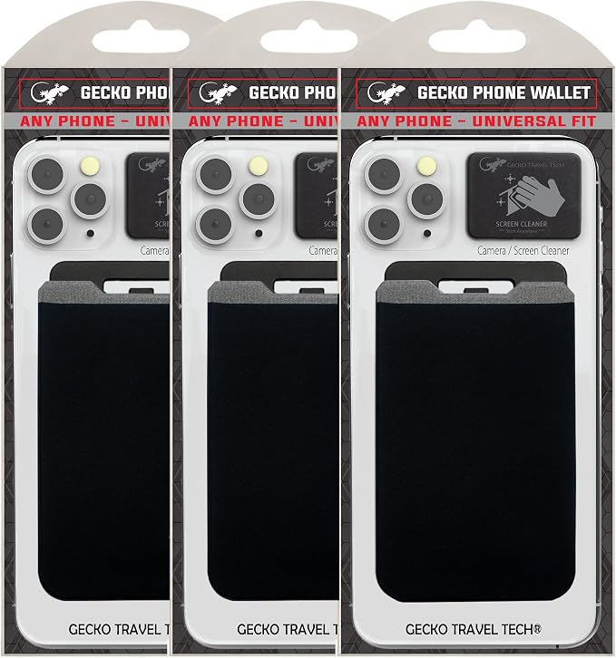 Phone Wallet - Adhesive Card Holder - Cell Phone Pouch - Stick on Lycra Pocket by Gecko - Carry Credit Cards and Cash - Image 2