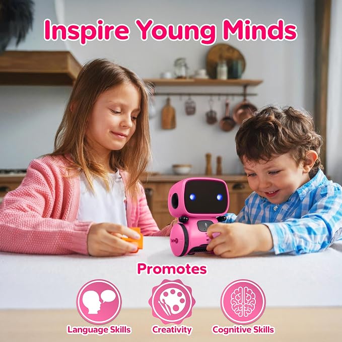 Contixo R1 Kids Robot Toy, Pink Interactive Smart Robots with Voice Control Talking Dancing Learning Touch Sensor Compact Educational Portable Toy for Boys Girls Toddlers 3-8 Years Old Birthday Gifts - Image 2