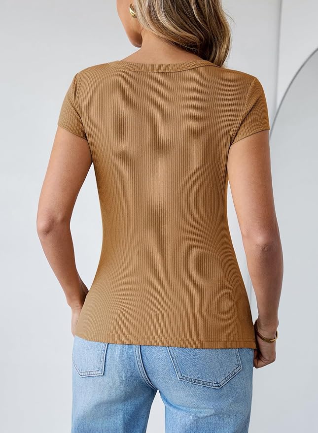 Pink Queen Sexy Tops for Women Cutout Keyhole Neck Cap Sleeve Shirts Casual Summer Clothes 2026 Fashion - Image 6