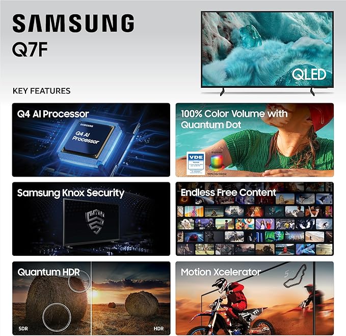 Samsung 43-Inch Class QLED Q7F Series Samsung Vision AI Smart TV (2025 Model, 43Q7F) Quantum HDR, Object Tracking Sound Lite, Q4 AI Gen1 Processor, 4K upscaling, Gaming Hub, Alexa Built-in - Image 4