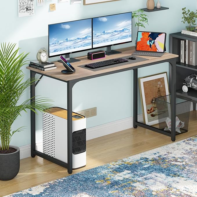 BestOffice Computer Desk,Home Office Desk, Modern Simple Style for Home Office Study Writing (Nature, 47 Inch) - Image 2