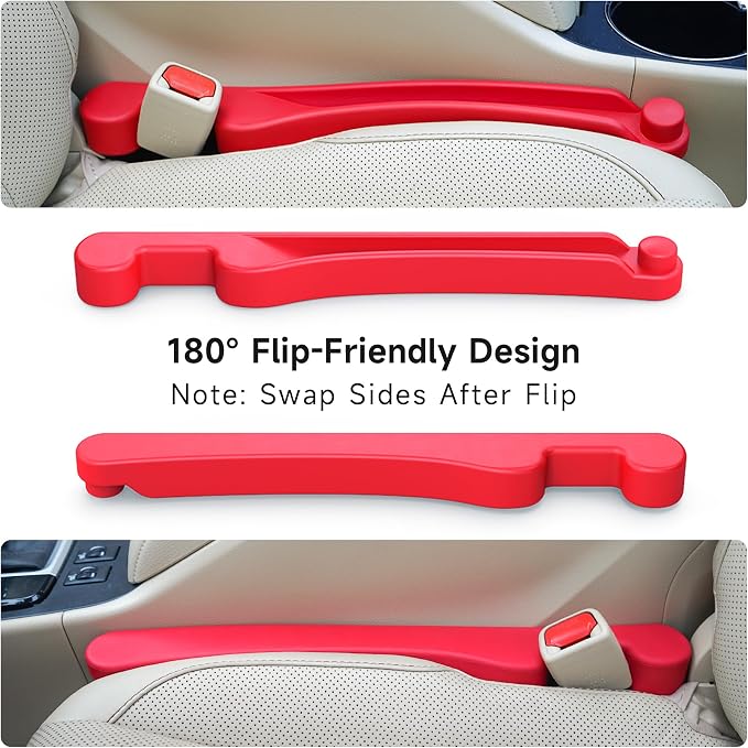 Givifive Car Seat Gap Filler Set of 2, 3IN1 Seat Side Gap Filler Plug with Storage Slot & Hook Function, Soft Foam Universal Fit Car SUV Truck Fill Gap Between Seats Console Organizer (Narrow Red) - Image 6