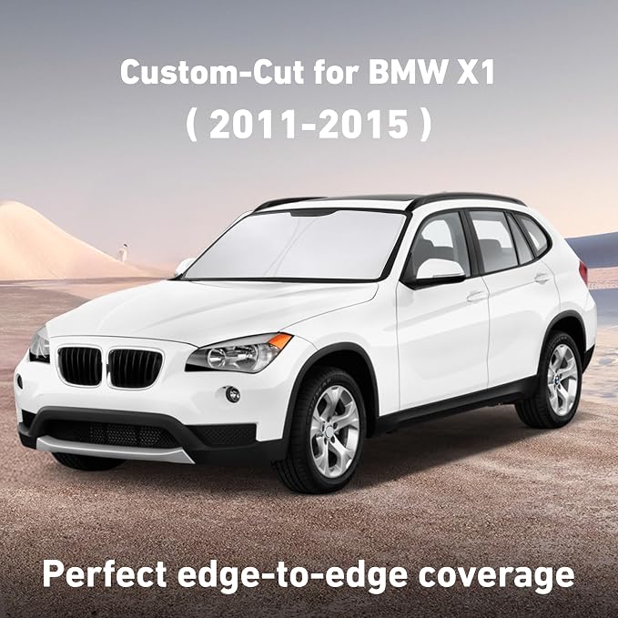 EcoNour Windshield Sunshade Compatible for BMW X1 2011-2013 2014 2015, Sun Visor for Front Windshield & Window Sun Shade Cover, UV Heat Blocker & Protector, Car Accessories - Image 2