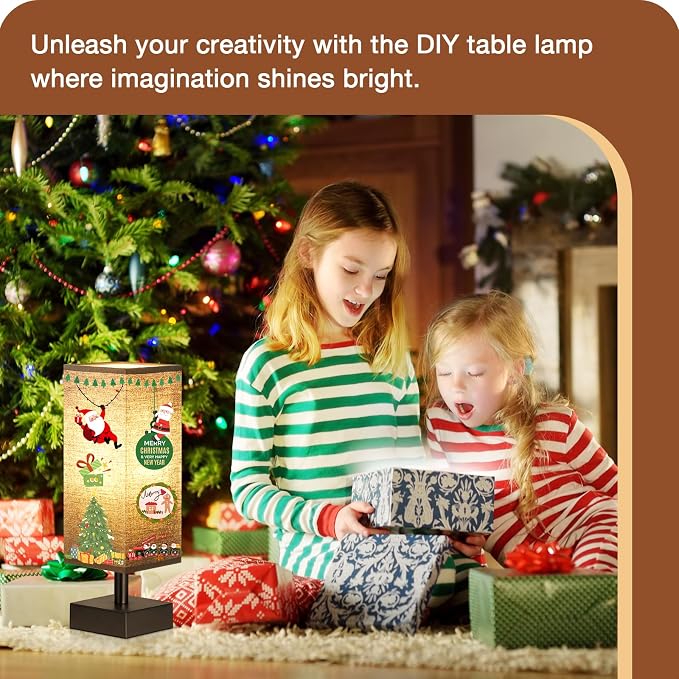aooshine Small Bedside Table Lamp for Bedroom - Square Black Fabric Shade | Inline Rocker Switch, Corded Electric, Bulb Not Included, 12.8" Mini Table Lamp for Nightstand, Desk, Dorm, Office - Image 5